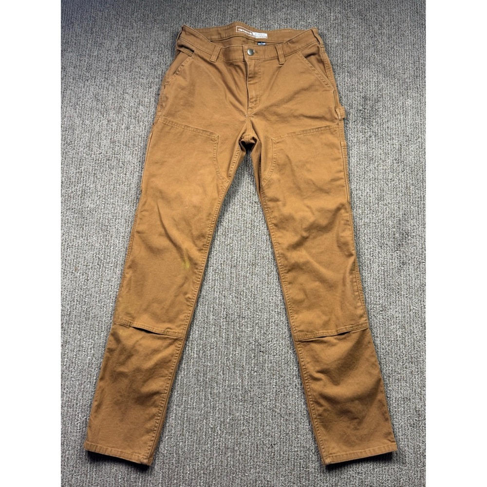 Carhartt Rugged Flex Relaxed Fit Canvas Double Front Pants Womens 6 Tall Brown